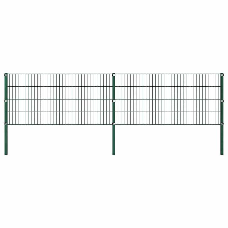 vidaXL Schuttingpaneel met palen ijzer 349x80 cm groen, Tuin en Terras, Schuttingen, Nieuw, IJzer, Minder dan 1 meter, Verzenden