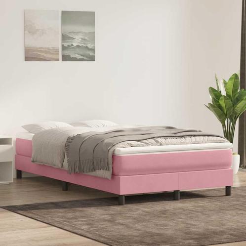 vidaXL Boxspring zonder matras fluweel roze 120x220 cm, Huis en Inrichting, Slaapkamer | Bedden, Nieuw, Stof, Verzenden
