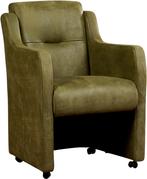 Olijfgroene leren landelijke eetkamerfauteuil - Kenia Leer O, Overige kleuren, Nieuw, Leer, Ophalen of Verzenden