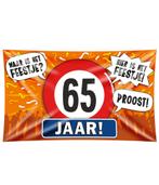 Gevelvlag 65 Jaar 1,5m, Hobby en Vrije tijd, Feestartikelen, Verzenden, Nieuw