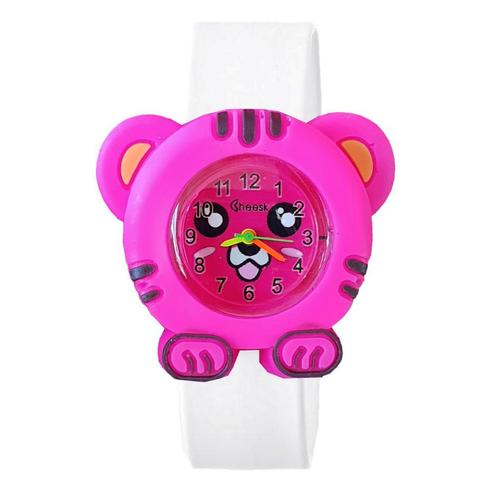 Fako® - Kinderhorloge - Slap On Mini - Tijger - Fuchsia/Wit, Sieraden, Tassen en Uiterlijk, Horloges | Kinderen, Verzenden