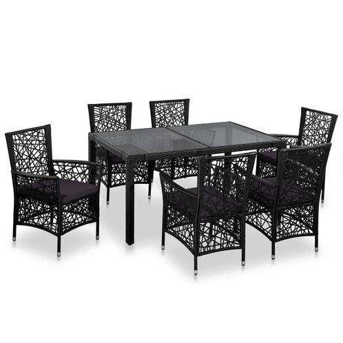vidaXL 7-delige Tuinset poly rattan zwart, Tuin en Terras, Tuinsets en Loungesets, Tuinset, Nieuw, 6 zitplaatsen, Rotan, Verzenden