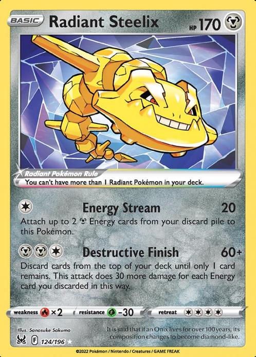 Radiant Steelix 124/196 Lost Origin, Hobby en Vrije tijd, Verzamelkaartspellen | Pokémon, Losse kaart, Nieuw, Foil, Ophalen of Verzenden