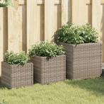 vidaXL Plantenbakken 3 st poly rattan grijs, Verzenden, Nieuw