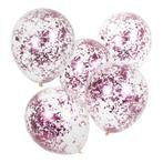 Roze Confetti Ballonnen Latex 30cm 5st, Verzenden, Nieuw