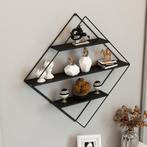 [en.casa] Wandrek Polvijärvi met 3 planken 66x50x9 cm zwart, Huis en Inrichting, Woonaccessoires | Wandplanken en Boekenplanken