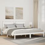 vidaXL Bedframe extra lang zonder matras massief hout wit, Huis en Inrichting, Slaapkamer | Bedden, Verzenden, Wit, Hout, Nieuw