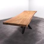 Boomstamtafel, Eettafel 280x96 massief hardhout, metaalpoot, Overige houtsoorten, Robuust Modern, Vijf personen of meer, Rechthoekig