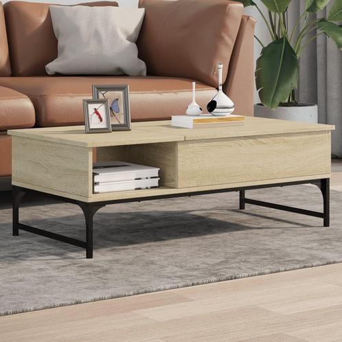 vidaXL Salontafel 100x50x35 cm bewerkt hout en metaal sonoma, Huis en Inrichting, Tafels | Salontafels, 100 tot 150 cm, Nieuw