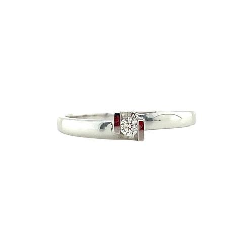 Witgouden slagring met diamant 14 krt* nieuw, Sieraden, Tassen en Uiterlijk, Ringen, Wit, Zo goed als nieuw, Goud, Verzenden
