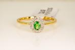 Ring - 14 karaat Geel goud Granaat - Diamant - Groene, Sieraden, Tassen en Uiterlijk, Ringen, Nieuw