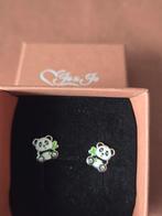 Zilveren panda oorbellen, Met kristal, Wit, Nieuw, Ophalen of Verzenden