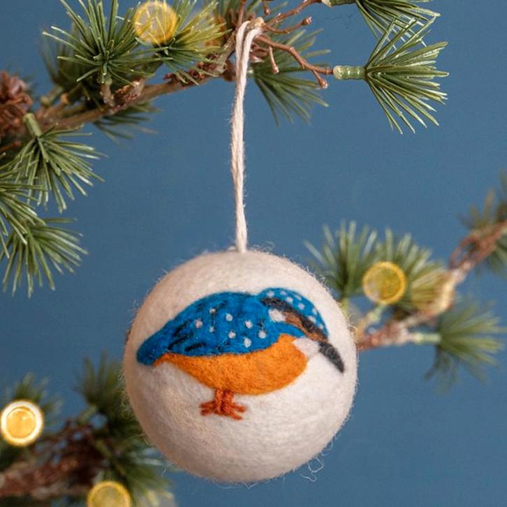 Vilten Hanger Bal - IJsvogel Blauw/Oranje - Creme/Ivoor met, Kinderen en Baby's, Kinderkamer | Inrichting en Decoratie, Nieuw