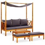 vidaXL Tuinbank met tafel en voetenbanken massief acaciahout, Tuin en Terras, Tuinbanken, Verzenden, Nieuw, Hout