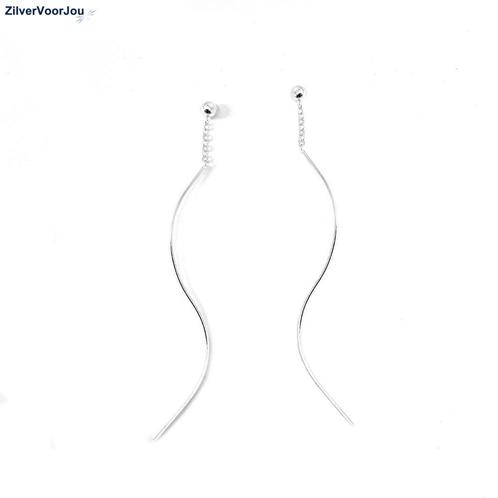 Zilveren bal doortekoorbellen met een swirl hanger, Sieraden, Tassen en Uiterlijk, Oorbellen, Nieuw, Verzenden