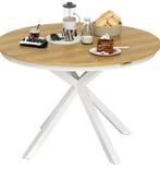 Ronde Tuintafel Ø118 cm – Teaklook Blad en Aluminium Frame, Tuin en Terras, Tuintafels, Verzenden, Nieuw