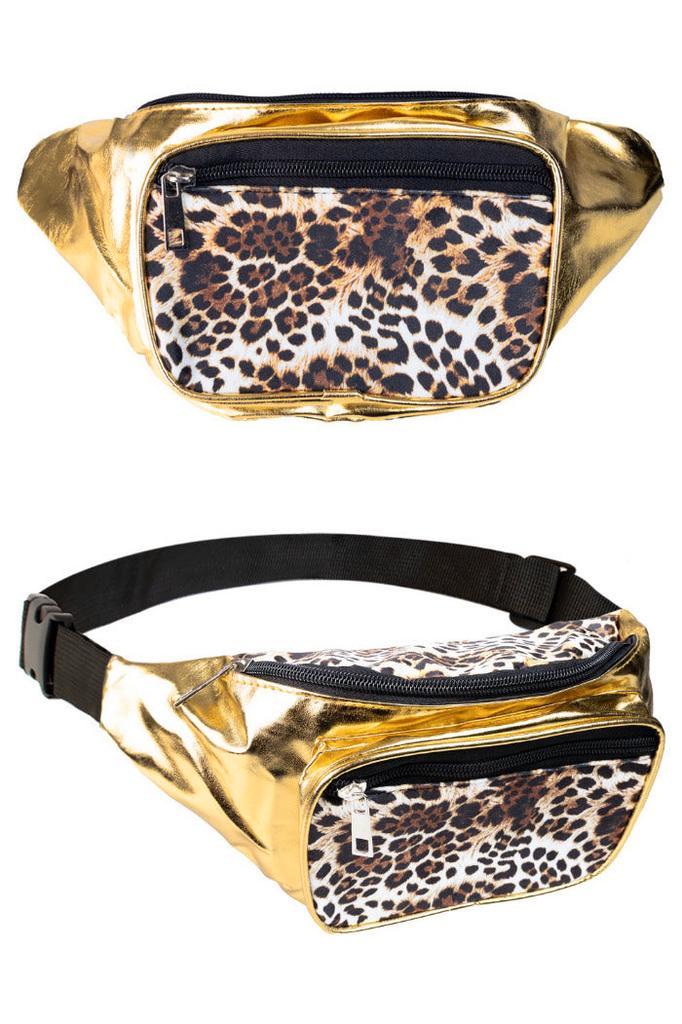 Heupatasje Goud met Panterprint | Toppers Heuptasje, Hobby en Vrije tijd, Feestartikelen, Verzenden