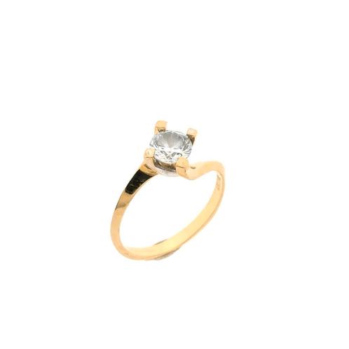 Gouden solitair ring met zirconia (gouden ring, geelgoud), Sieraden, Tassen en Uiterlijk, Ringen, Dame, Met edelsteen, Overige kleuren