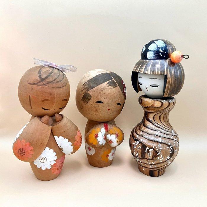 Set van 3 creatieve kokeshi – winnaars van de, Antiek en Kunst, Curiosa en Brocante