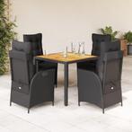 vidaXL 5-delige Tuinset met kussens poly rattan zwart, Tuin en Terras, 4 zitplaatsen, Nieuw, Tuinset, Verzenden