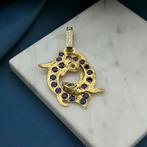 Massief gouden sterrenbeeld hanger met saffier, smaragd e..., Ophalen of Verzenden, Gebruikt, Goud, Overige merken