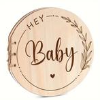 Houten Baby Shower gastenboek rond Hey Baby, Hobby en Vrije tijd, Feestartikelen, Verzenden, Nieuw, Feestartikel, Geboorte of Huwelijk