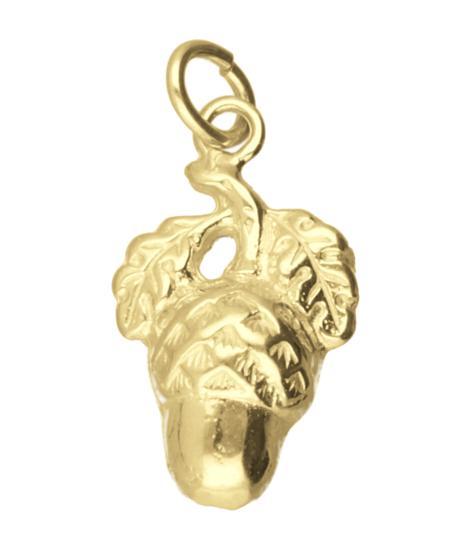Gouden Eikel met blad ketting hanger, Sieraden, Tassen en Uiterlijk, Kettinghangers, Verzenden