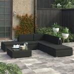 vidaXL 6-delige Loungeset met kussens poly rattan zwart, 6 zitplaatsen, Nieuw, Loungeset, Verzenden