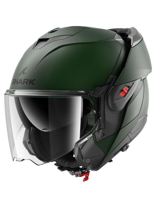 Shark OXO - Mat Groen, Motoren, Kleding | Motorhelmen, L, Shark, Systeemhelm, Verzenden