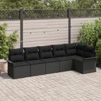 vidaXL 6-delige tuinbankset met kussens - Zwart poly rattan, Verzenden, Nieuw, Rotan