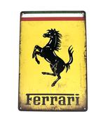 Metalen Wandbord - Ferrari - Geel - Italie - Paard, Ophalen of Verzenden, Nieuw