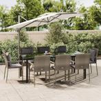 vidaXL 9-delige Tuinset met kussens poly rattan zwart en, Tuin en Terras, Nieuw, 8 zitplaatsen, Tuinset, Verzenden