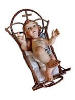 Jezus-kindje in de kribbe - 29 cm - Vintage - Gips, Hout,