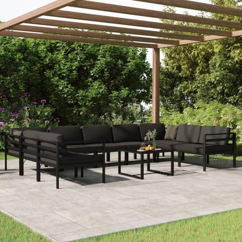 vidaXL 10-delige Loungeset met kussens aluminium, Tuin en Terras, Tuinsets en Loungesets, Loungeset, Nieuw, Aluminium, Verzenden