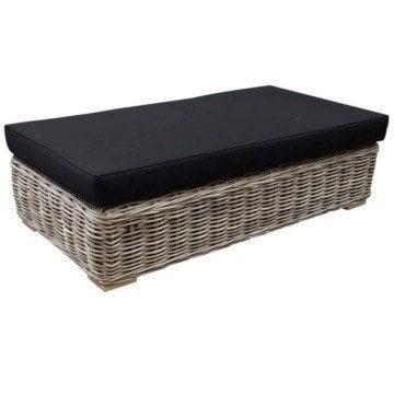 Nissah voetenbank 143x75xH43 cm naturel rotan - nagata black, Tuin en Terras, Tuinmeubel-accessoires, Nieuw, Ophalen of Verzenden