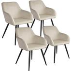 Eetkamerstoel Marilyn fluweellook, zwarte stoelpoten - crème, Huis en Inrichting, Stoelen, Verzenden, Nieuw