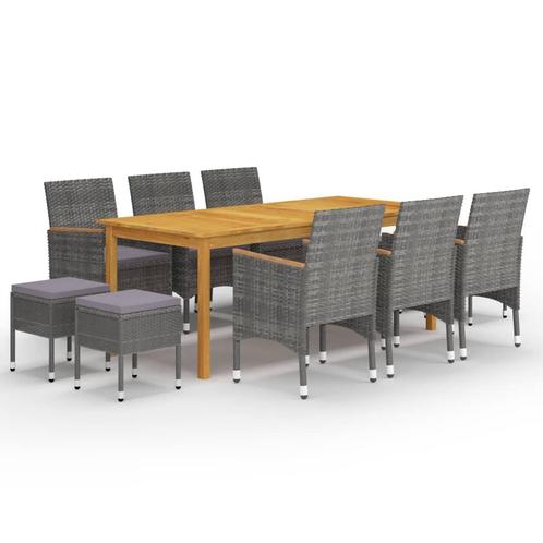 vidaXL 11-delige Tuinset grijs, Tuin en Terras, Tuinsets en Loungesets, Tuinset, Nieuw, Meer dan 8 zitplaatsen, Hardhout, Verzenden