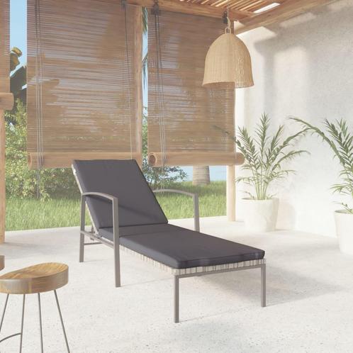 vidaXL Ligbed met kussen poly rattan grijs, Tuin en Terras, Ligbedden, Nieuw, Verzenden