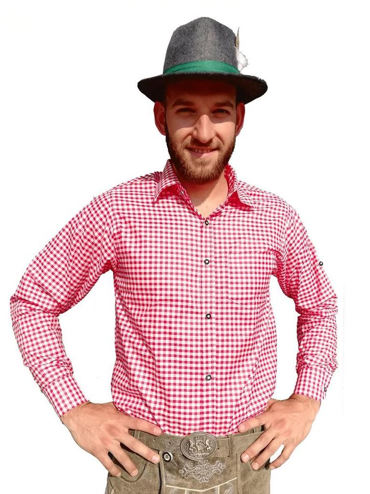 Tiroler overhemd rood-wit, Hobby en Vrije tijd, Feestartikelen, Feestartikel, Nieuw, Verzenden