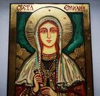 Icoon - Russische handgeschilderde icoon van heilige Emilia., Antiek en Kunst