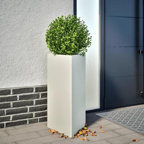 vidaXL Plantenbakken 2 st driehoek 40x34,5x70 cm staal wit, Tuin en Terras, Bloembakken en Plantenbakken, Nieuw, Metaal, Verzenden