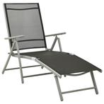Zwart Ligbed Inklapbaar Textileen - Retourdeal, Tuin en Terras, Ophalen of Verzenden, Nieuw, Aluminium