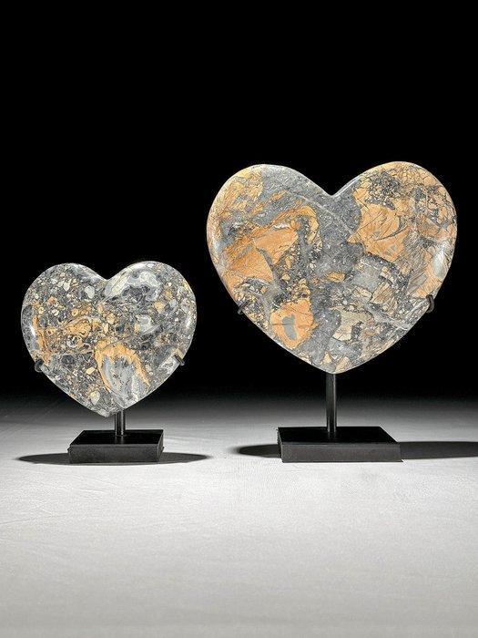 Geen minimumprijs - Prachtig paar Maligano Jasper Hartvormig, Antiek en Kunst, Kunst | Designobjecten