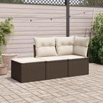 vidaXL 3-delige Loungeset met kussens poly rattan bruin, Verzenden, Nieuw, Rotan, Loungeset