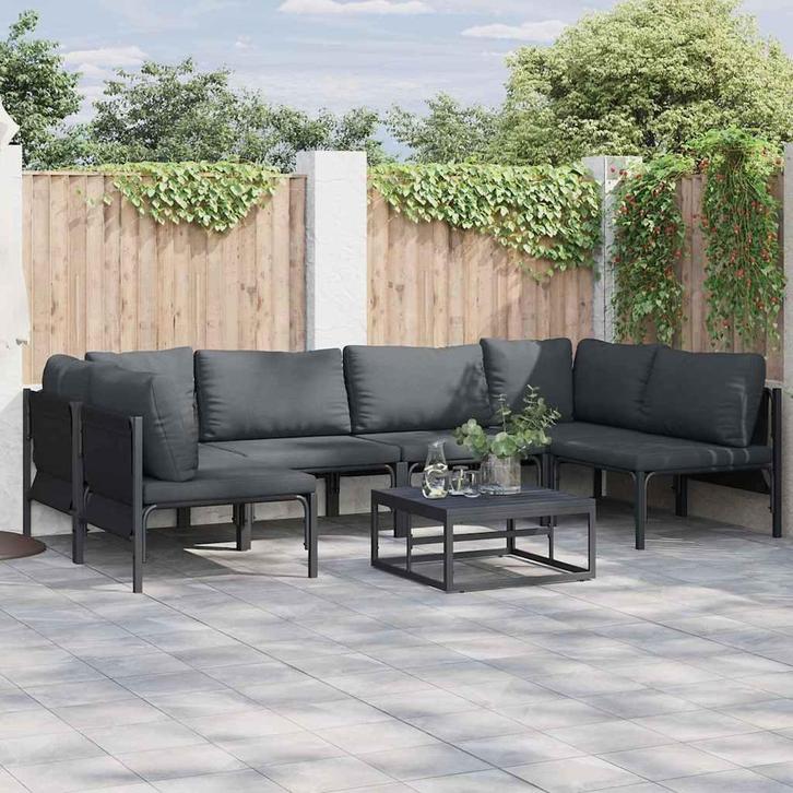 vidaXL Tuin Sofa Set Antraciet Staal, Tuin en Terras, Tuinsets en Loungesets, Nieuw, Rvs, Verzenden