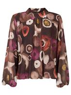 Top Blouson Cirkels Bruin, damestop met lange mouwen, Kleding | Dames, Tops, Verzenden, Nieuw