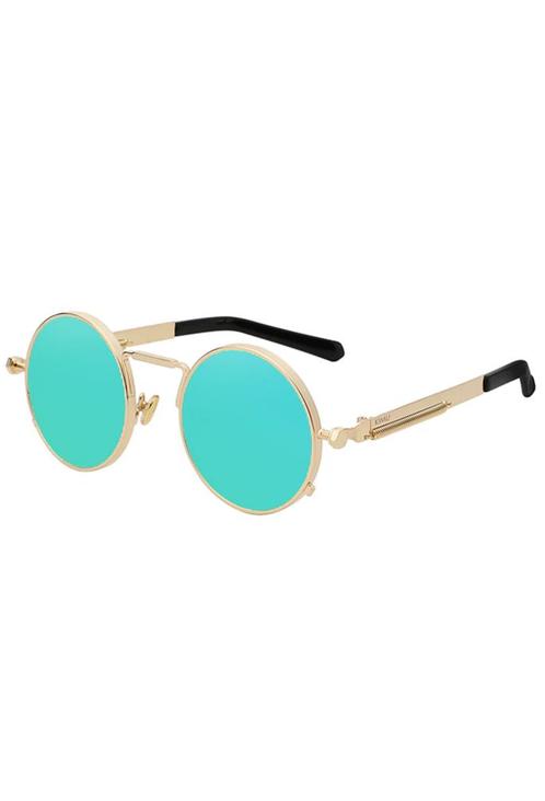 Ronde Zonnebril Hipster Goud Montuur Rond Blauwe Spiegelglaz, Sieraden, Tassen en Uiterlijk, Zonnebrillen en Brillen | Heren, Blauw