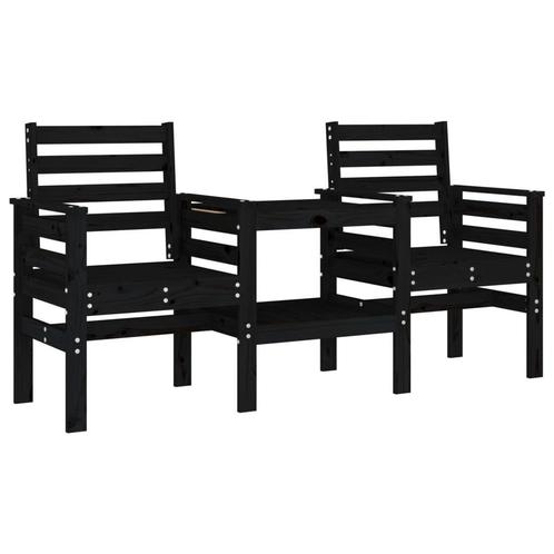Zwarte 2-zits Tuinbank met Tafel | Tweedekansje | OP = OP, Tuin en Terras, Tuinbanken, Nieuw, Hout, Ophalen of Verzenden