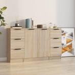 vidaXL Dressoirs 3 st bewerkt hout sonoma eiken, Huis en Inrichting, Kasten | Dressoirs, Verzenden, Nieuw, 50 tot 100 cm, 25 tot 50 cm