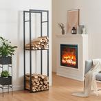 [en.casa] Brandhout rek Ulvila houtopslag 170x45x30 cm zwart, Tuin en Terras, Haardhout, Verzenden